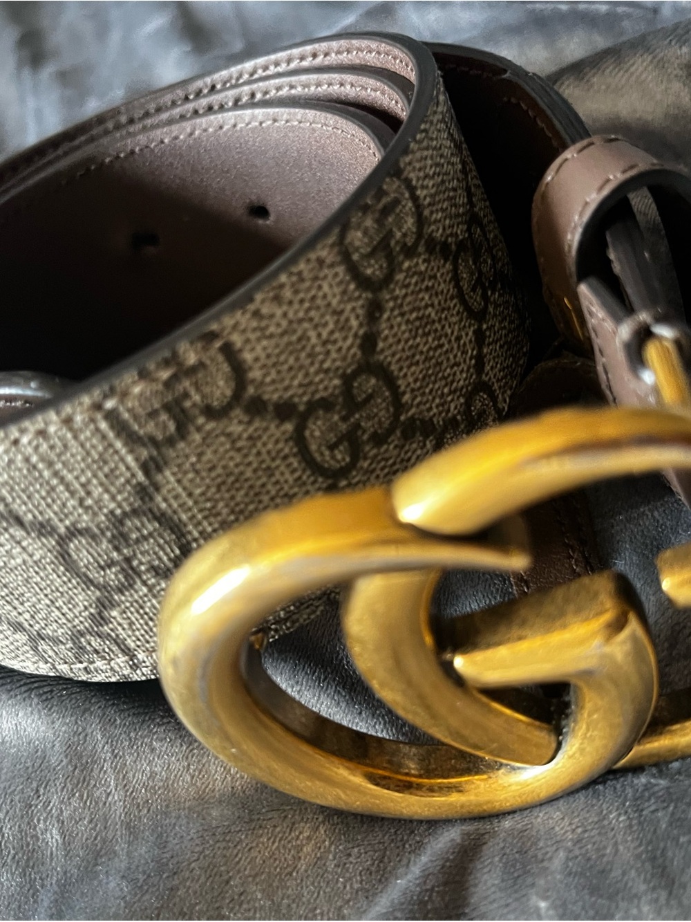 Gucci GG Supreme Canvas Belt with Gold Double G Buckle